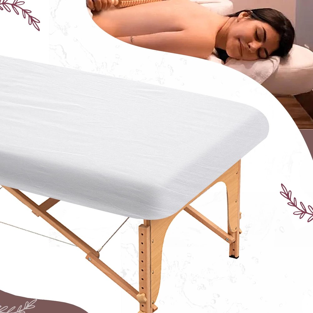 25PCS 84x35in Disposable Fitted Massage Table Sheets with Elastic, Breathable...