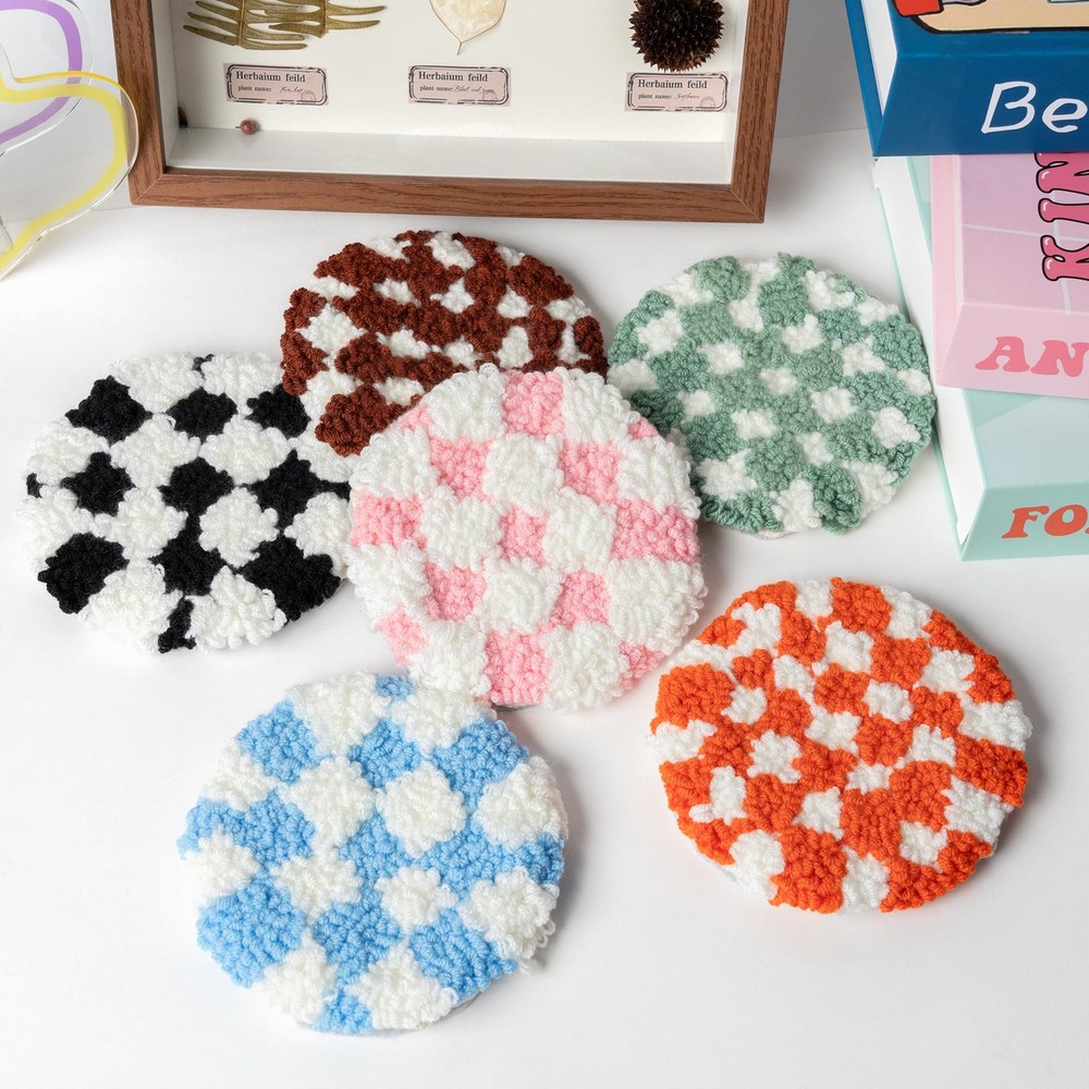 WATINC Checkerboard Punch Needle Coaster Kit - 22Pcs One Size, Multocolor