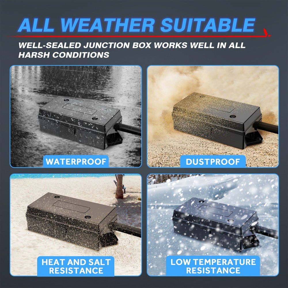 MICTUNING 8ft 16ft Trailer Cord 7 Way Plug Inline Junction Box Wiring Harness US