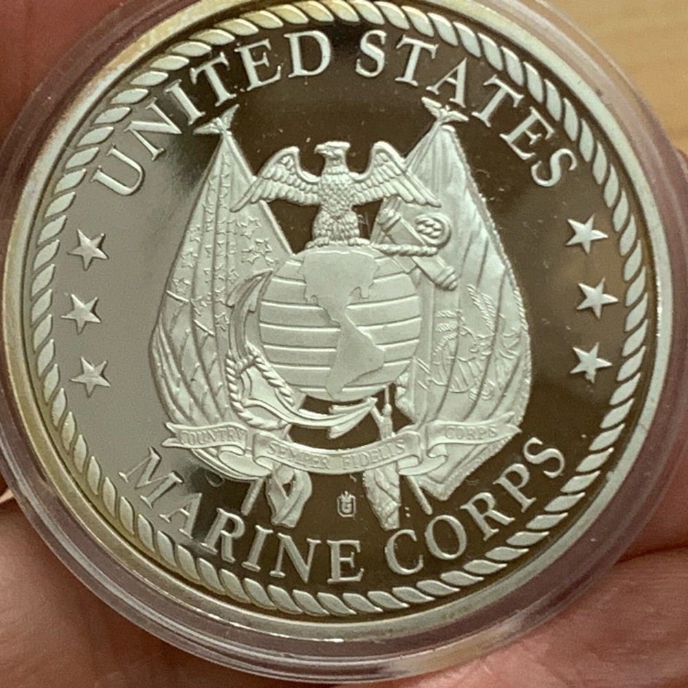 Marine Courage Coin Copper Silver Plated Proof By American Mint E976