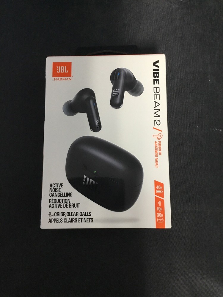 Authentic JBL Vibe Beam 2 Wireless Active Noise Cancelling Earbuds (Black) NEW