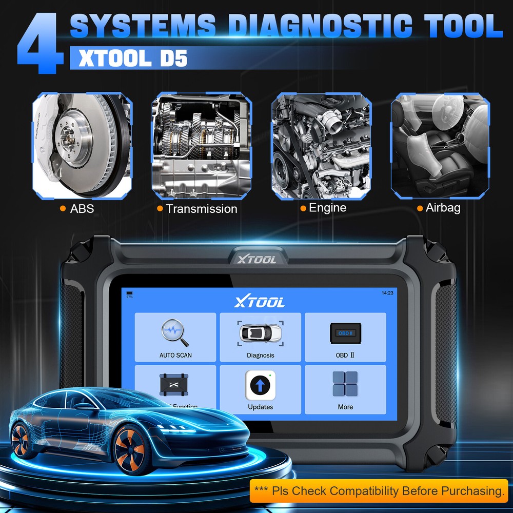 2025 XTOOL D5 Code Reader For Engine ABS SRS Transmission F.CA CANFD Free Update