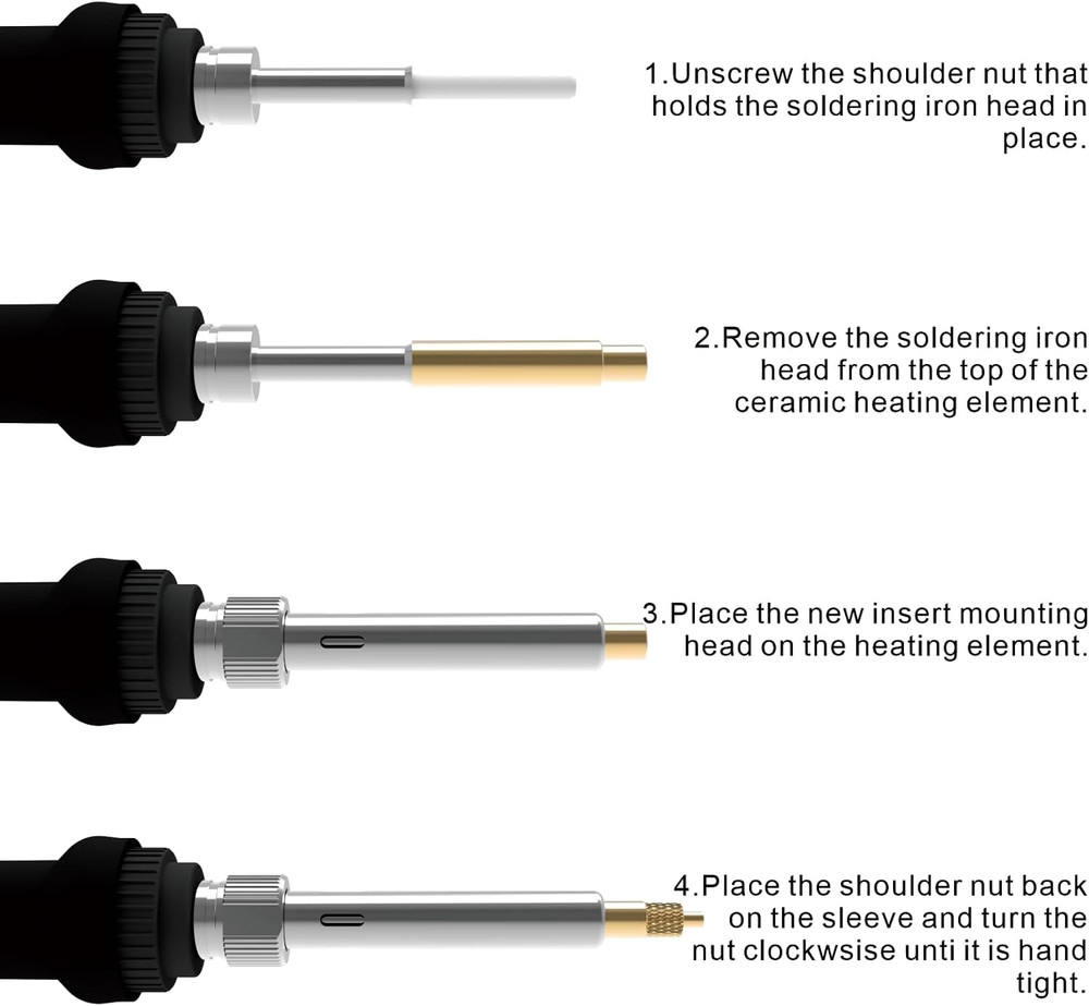 Soldering Iron Tips for Heat-Set Inserts, 7-Pack Brass Tip & Adapter Kit Comp...
