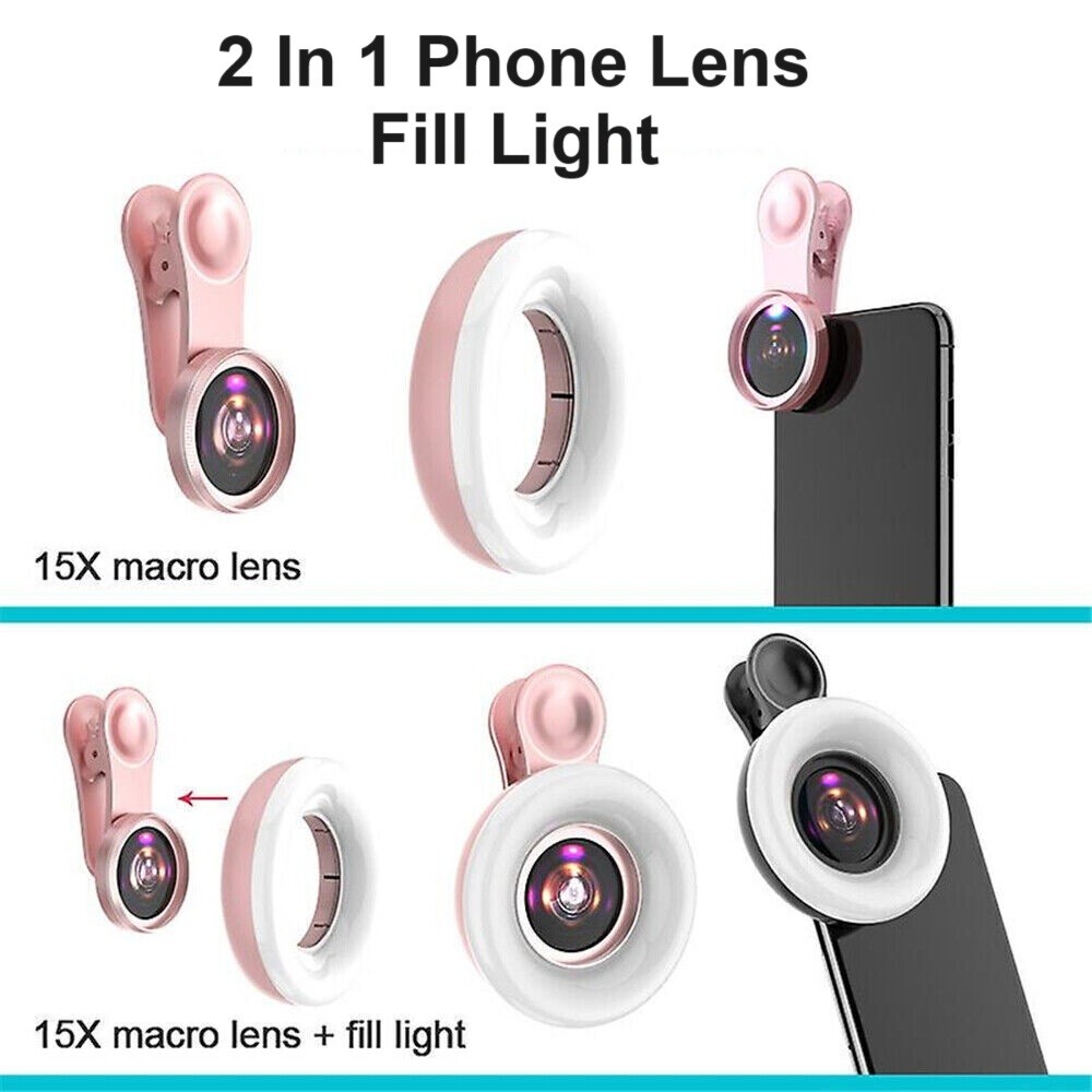 Mini Fill Light 15x Macro Phone Lens iPhone / Samsung / Google