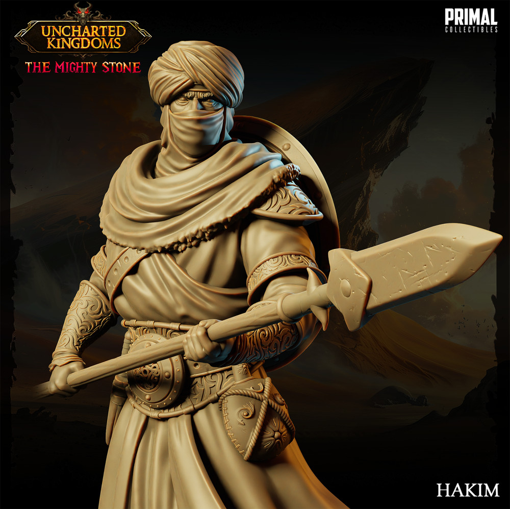 DnD Arab Desert Spear Fighter Character Mini 32mm Scale
