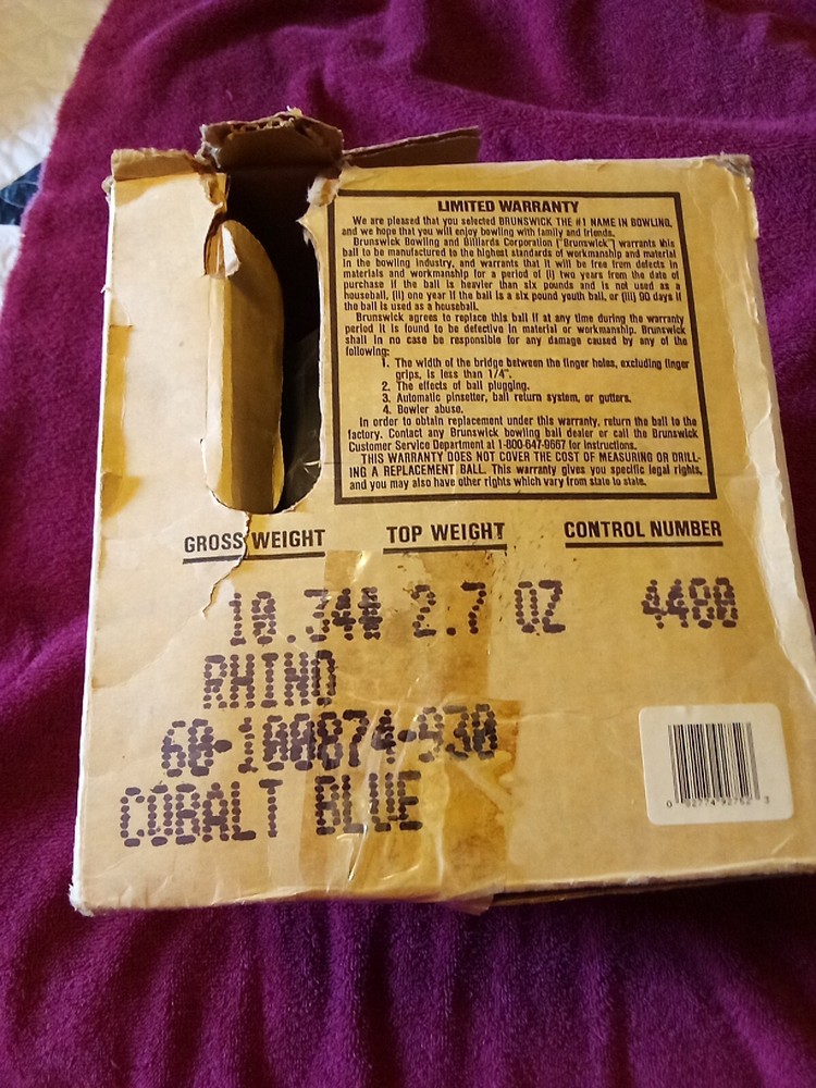 Brunswick bowling ball 10.34