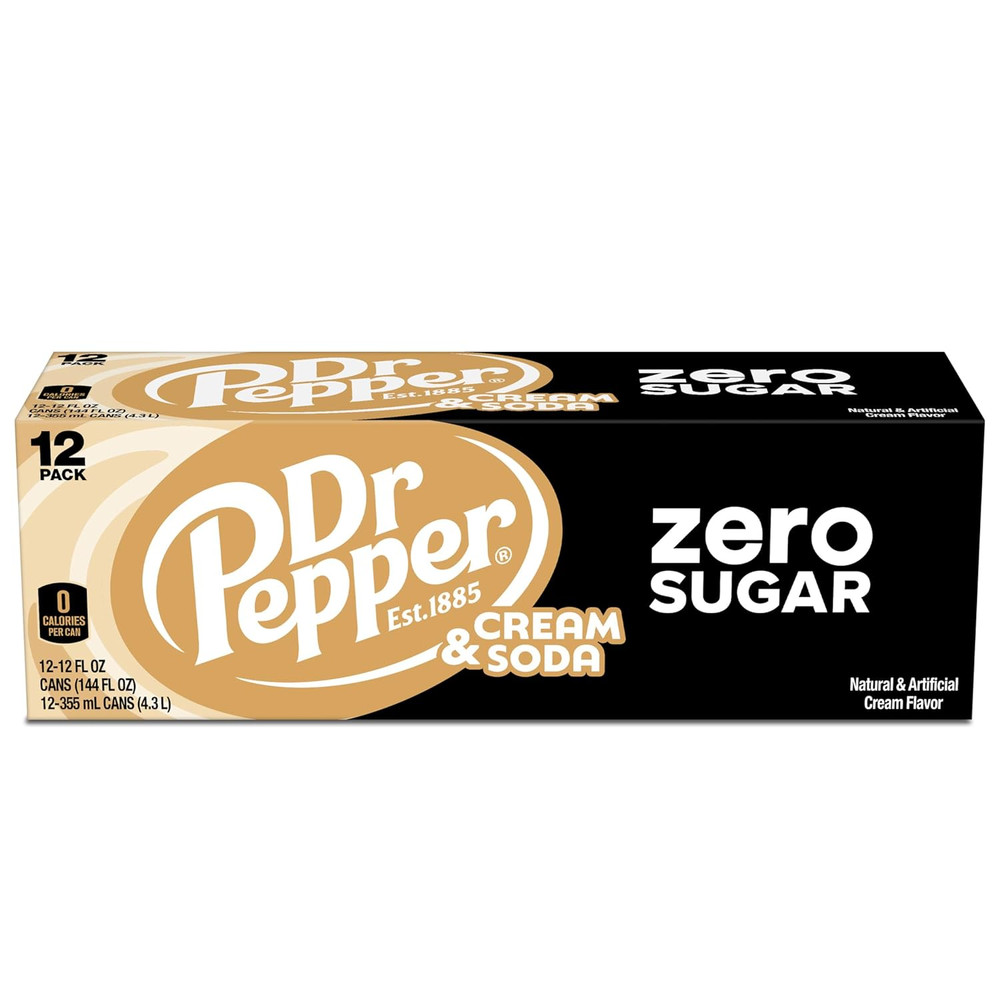 and Cream Soda Zero Sugar, 12 Fl Oz Cans, 12 Pack