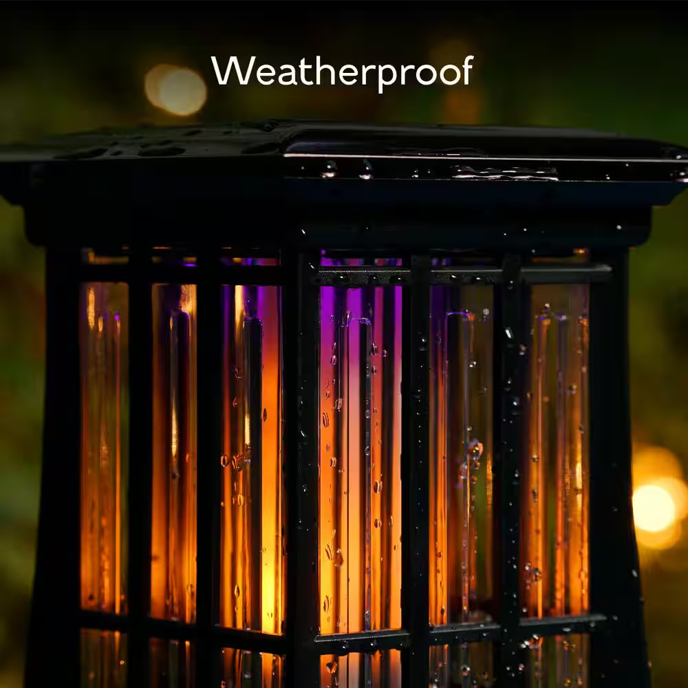 Solar Patio Lantern Bug Zapper, 1/2 Acre Coverage, Led Flame Effect