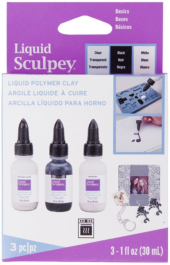 Sculpey Liquid Basics 3/Pkg Clear, Black, White