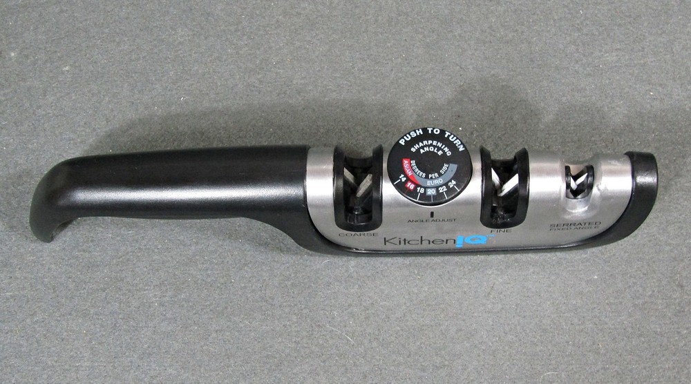 Kitchen IQ Diamond Adjustable Manual Knife Sharpener,White/Black