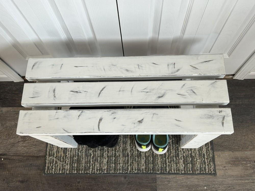 Handcrafted Distressed Entryway Bench Rustic Farmhouse