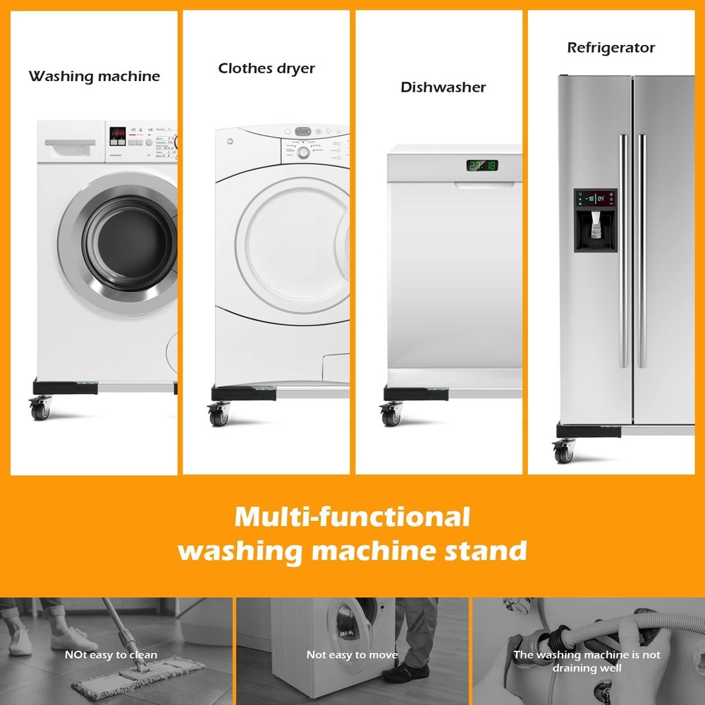 Adjustable Mini Fridge Stand Mobile Roller with Locking Wheels for Appliances