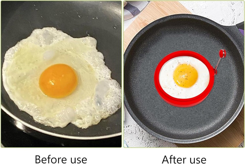 4 PCS Egg Ring Set Silicone Egg Ring Molds, Fried Egg Rings and Non-stick Egg