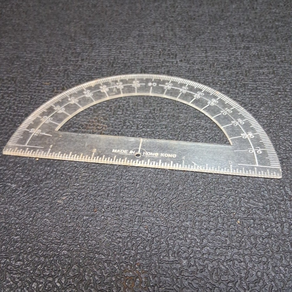 Vintage Clear Plastic Angle Finder 6" Protractor Measuring Tool