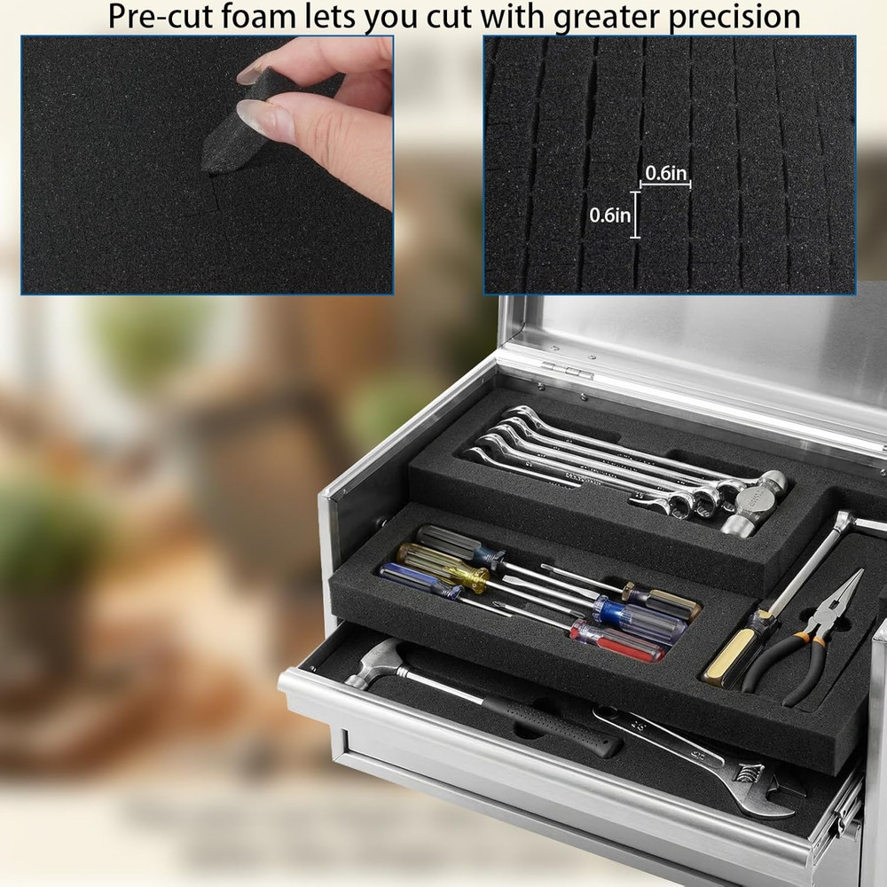 10 Pcs Pick and Pluck Foam Sheets Polyethylene Pre Cubed for Storage, Toolboxes,
