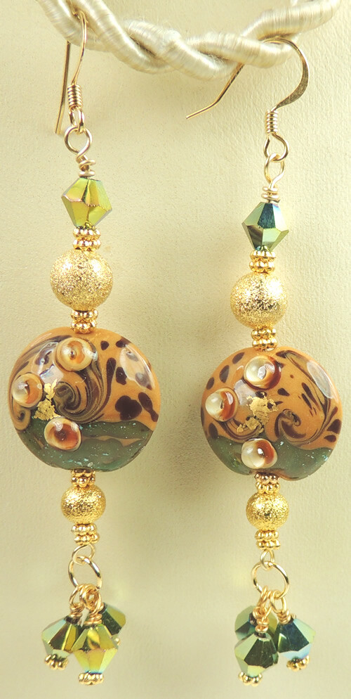handcrafted  LAMPWORK  & CRYSTAL Ornate  EARRINGS