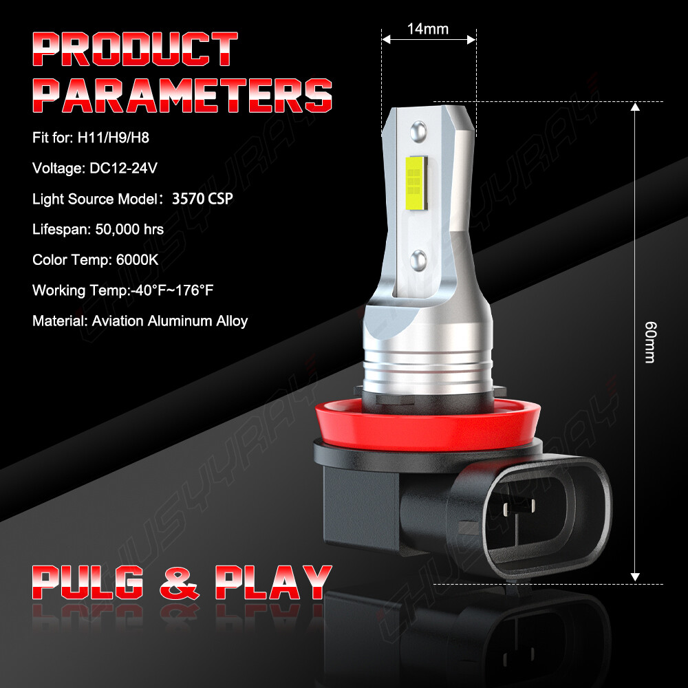 For Chevy Traverse 2009-2017 Bright H11 LED Headlight Bulbs Kit Low Beam White