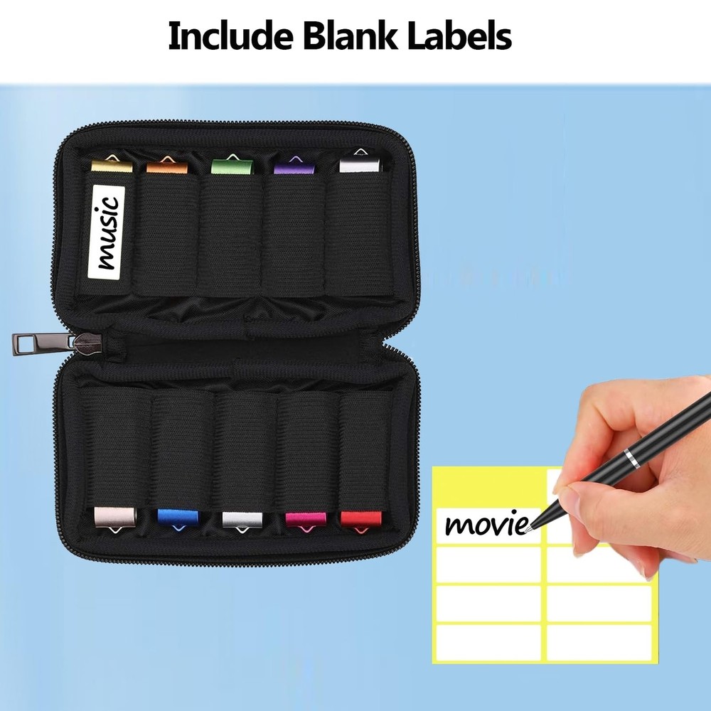 ABLAZE Flash Drive Case USB Storage Case, USB Holder Storage Bag with Label, ...