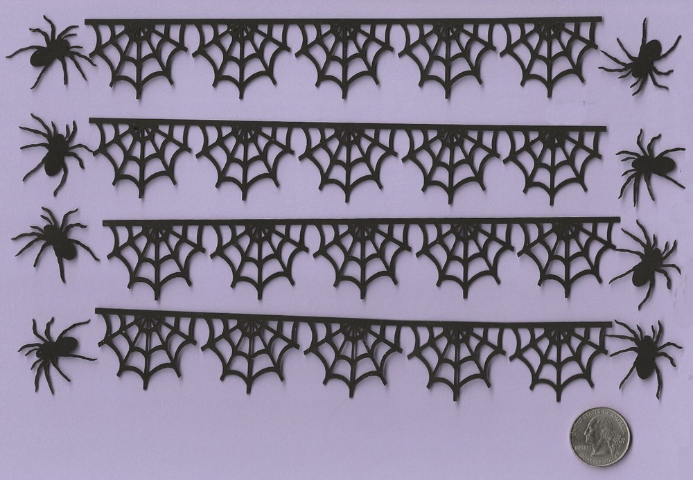Spider Web die cuts, Halloween Die Cuts, 4 Web Borders-8 spiders- Scrapbooking