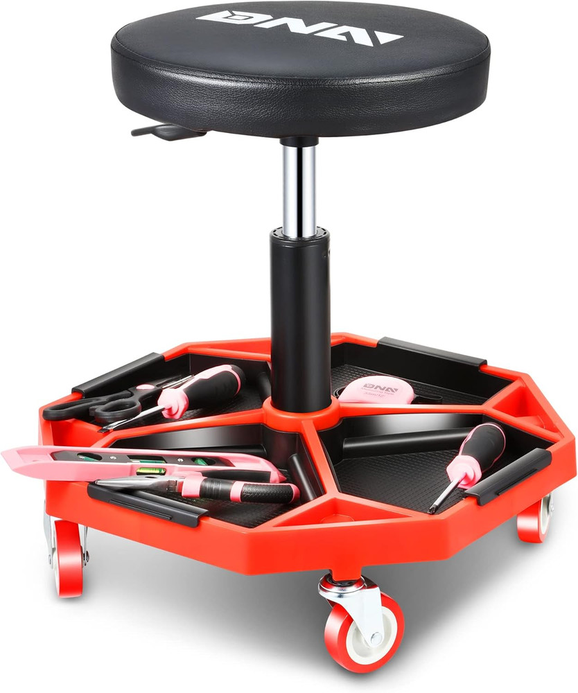 TOOLS-00253 Adjustable Height Pneumatic Garage Seat Rolling Mechanic Stool with