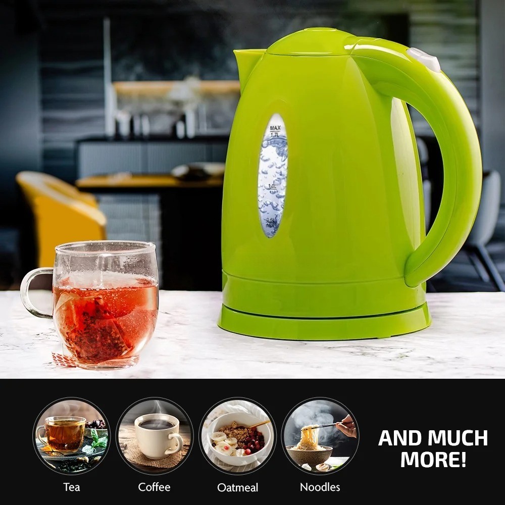Electric Plastic Kettle - 1.7 Liters - Green