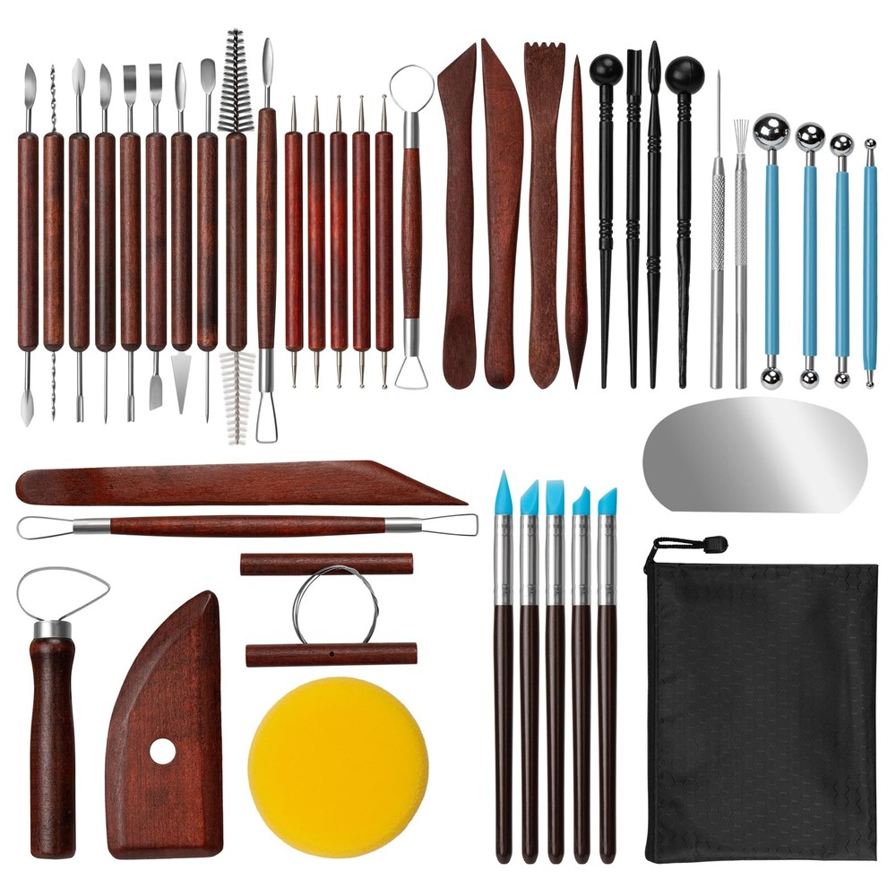 Clay Tools Kit, 43 PCS Red Pottery Tools, Practical Polymer Clay Sculpting To...