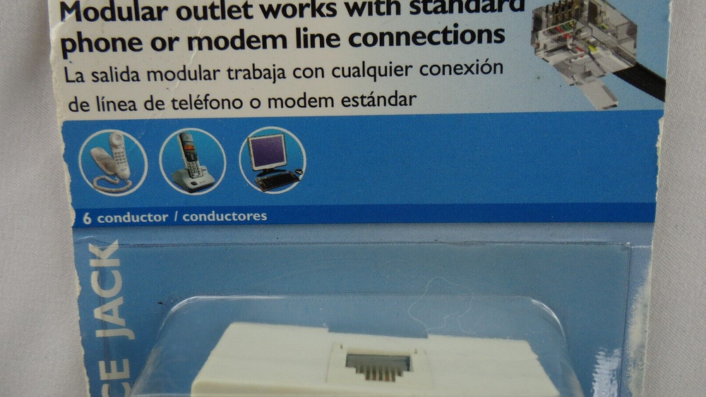 Surface Jack, Modular Outlet Phone Modem Philips SDJ6010W/17 White 6 Conductor