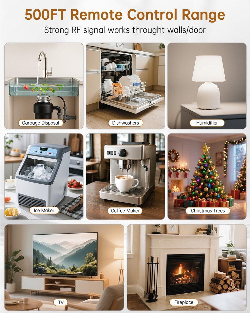 Garbage Disposal Wireless Switch Kit, 500 Feet RF Range Remote Control Outlet...