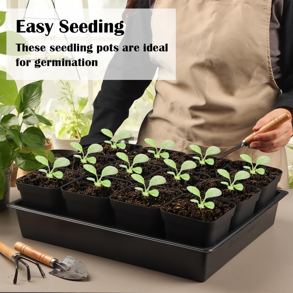 Seed Starter Tray, 10 Packs Plant Tray, Durable Plastic Growing Trays, Stackable