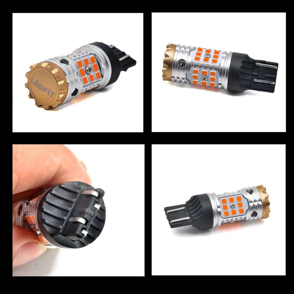 Lasfit Amber 7443 7444 LED Front Turn Signal Blinker Light Bulbs No Hyper Flash