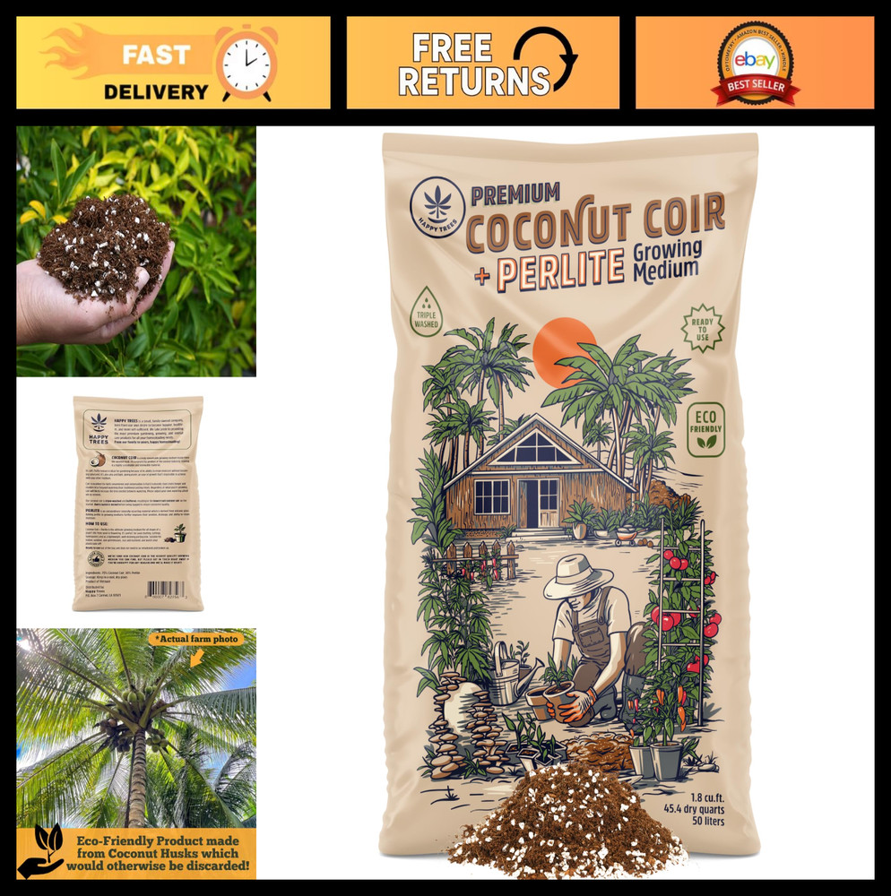 Premium Coco Coir & Perlite 70/30 Potting Mix, pH Balanced, Seed-Starting Medium