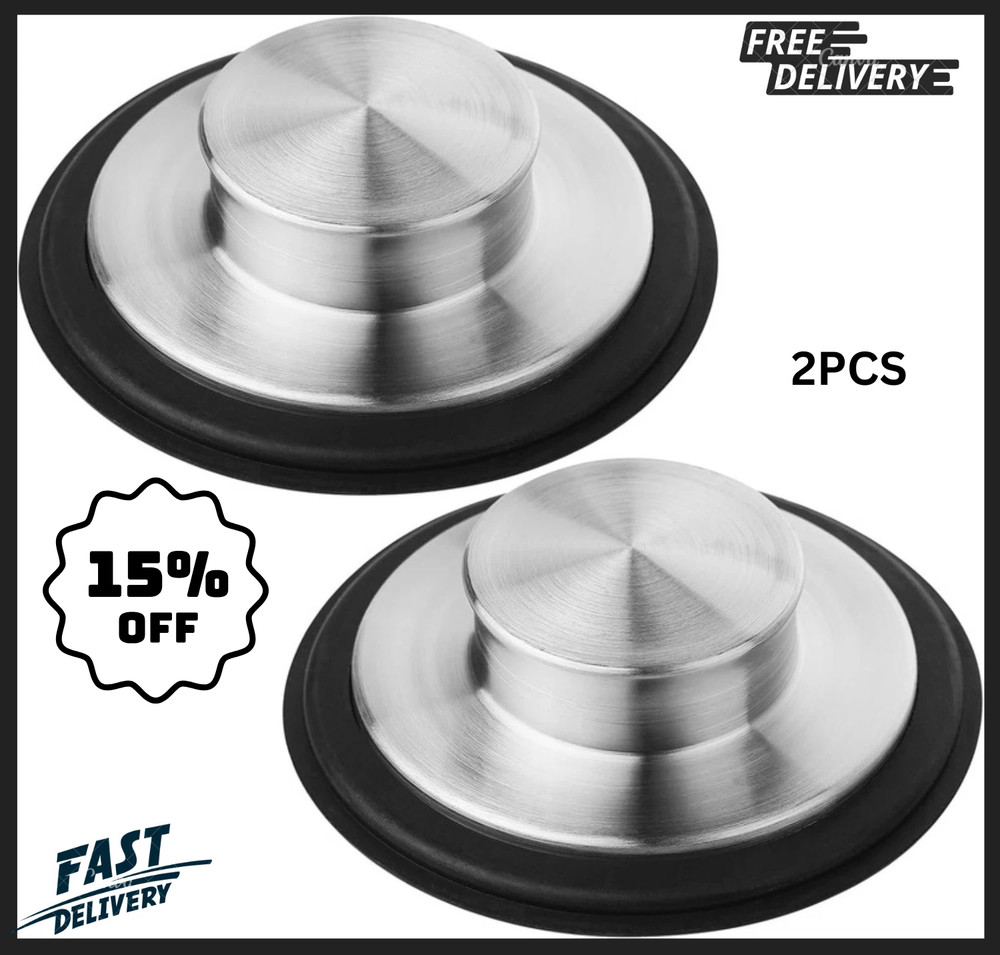 Kitchen Sink Drain Stopper Cover, 2PCS Stainless Steel Garbage Disposal Stopper