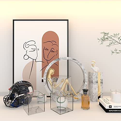 Baseball Display Case 4 Pack UV Protected Acrylic Square Baseball Holder Clear