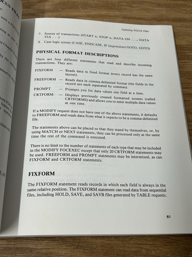 Focus Developer's Handbook Bart Benne 1987 Computer Professional Series Paperbck