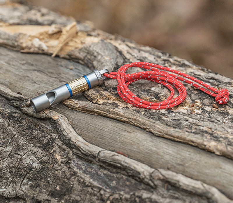 EDC Titanium Brass Whistle Training Command Warning Tool Keychain Necklace Gift