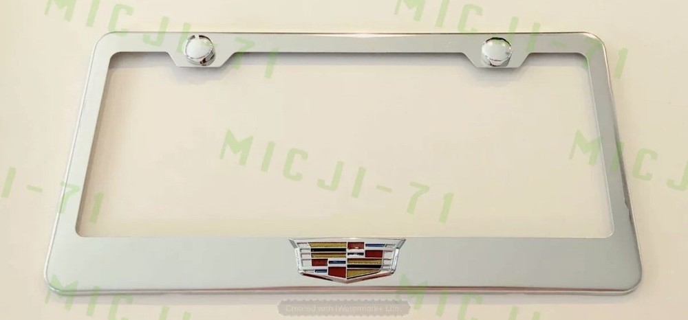 3D Cadillac Emblem Stainless Steel License Plate Frame Rust Free