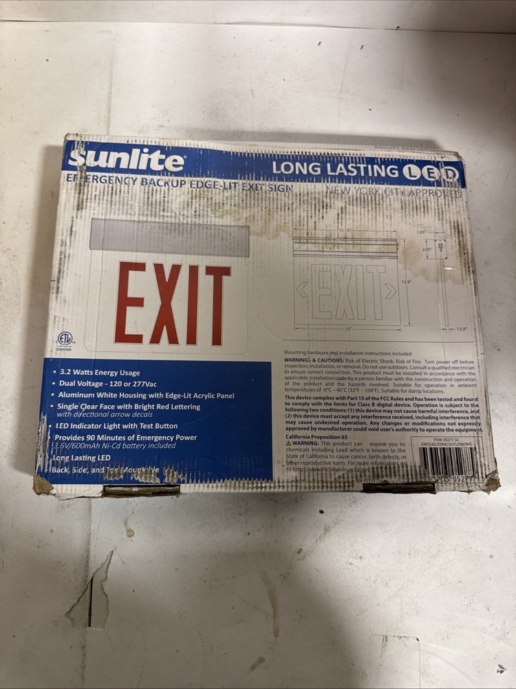 Sunlite 05277 LED Edge Lit Exit Sign, Clear Panel