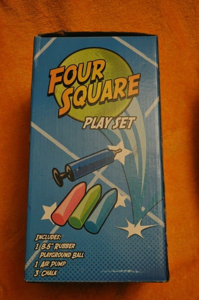 Four Square Play Set / Four Square Ball w/ Pump & Chalk NIB