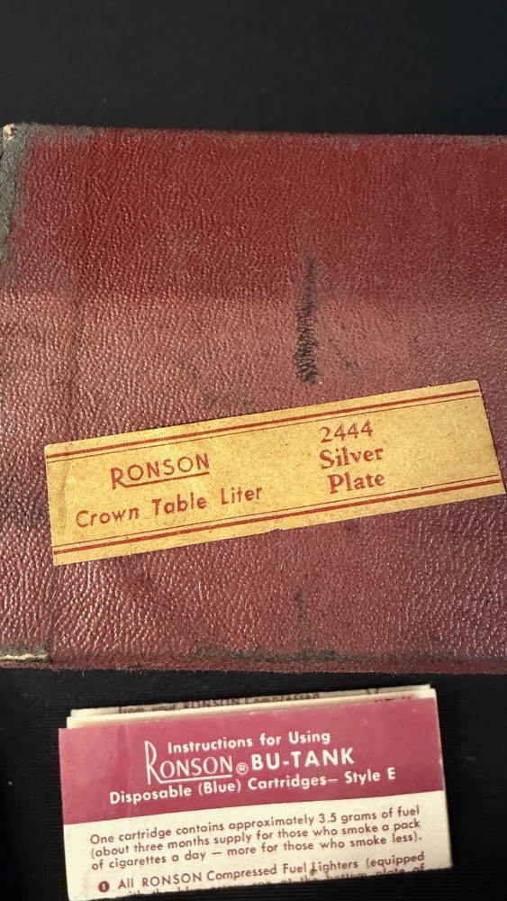 1952 Ronson Crown Table Lighter in Original Box with Paperwork