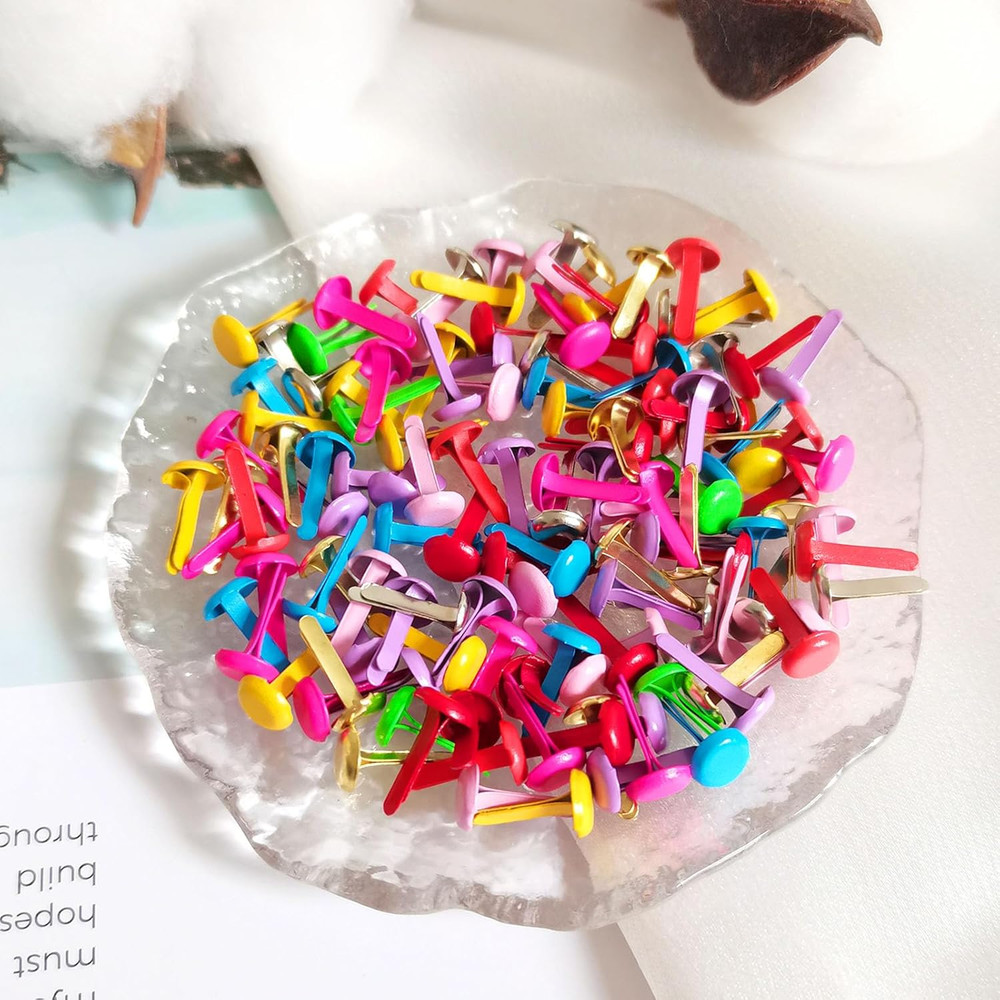 200Pcs Multicolor Split Pins round Scrapbooking Brads 0.24 X 0.5Inch Split Pins