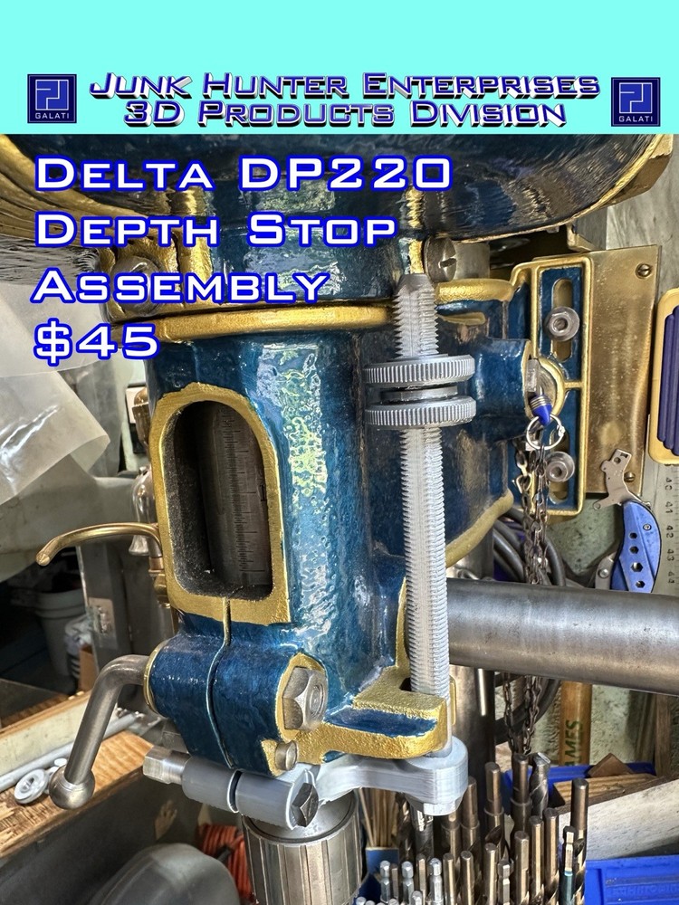 3D Prtd Delta Rockwell DP220 14” Drill Press Depth Stop Assembly Collar Lock Nut