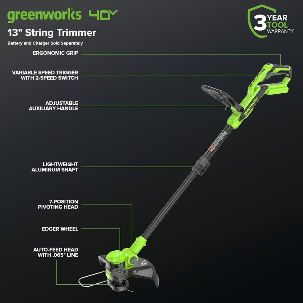 40V 13" Cordless String Trimmer/Weed Wacker + Edger Includes 20 Blades, 2.0Ah...