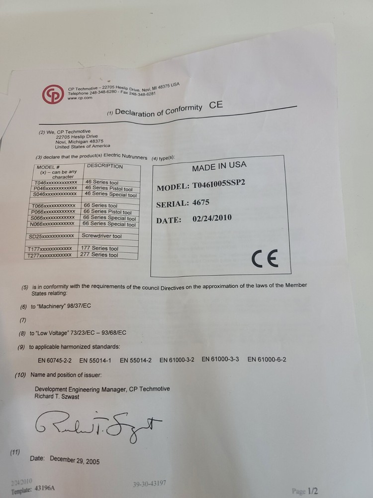 CP Techmotive DC Torque Tool T046I005SSP2