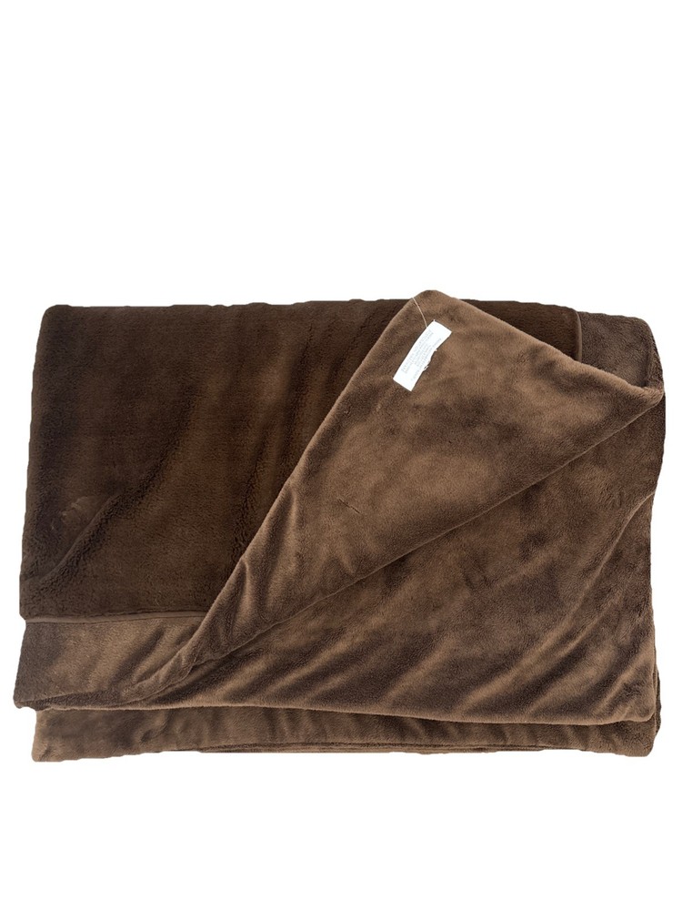Restoration Hardware Chocolate Brown Plush Fleece 45" x 65" Throw Blanket EUC
