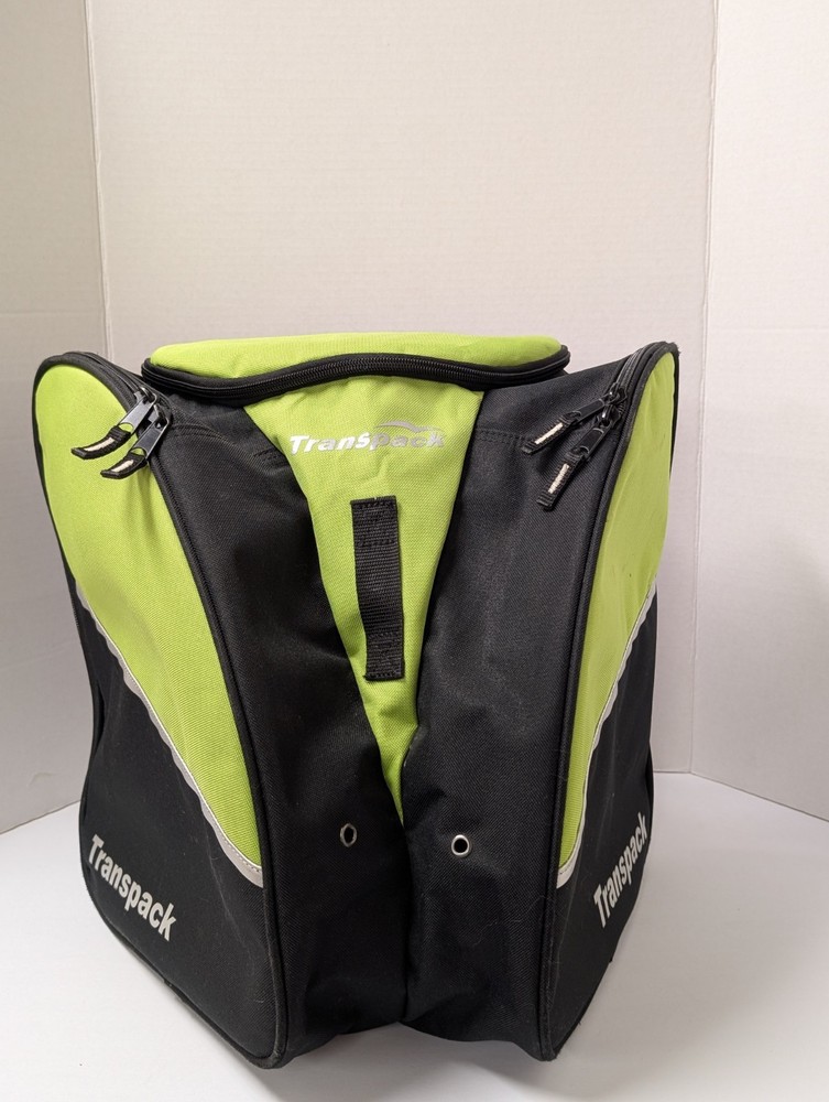 Transpack Ski Boot Bag Snowboard Backpack Black Lime Green Vented Divided