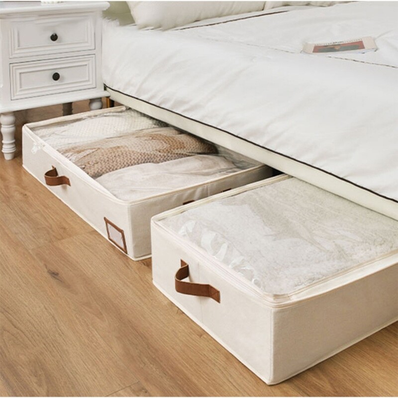 Foldable Under Bed Storage Box with Clear Window for Easy Access Clothes Holder