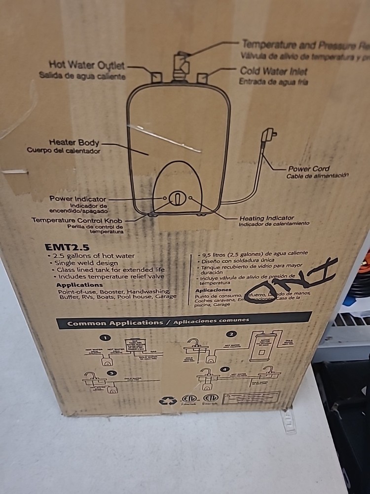 EeMax EMT2.5, MiniTank Electric Water Heater, 120V, 2.5-Gallon