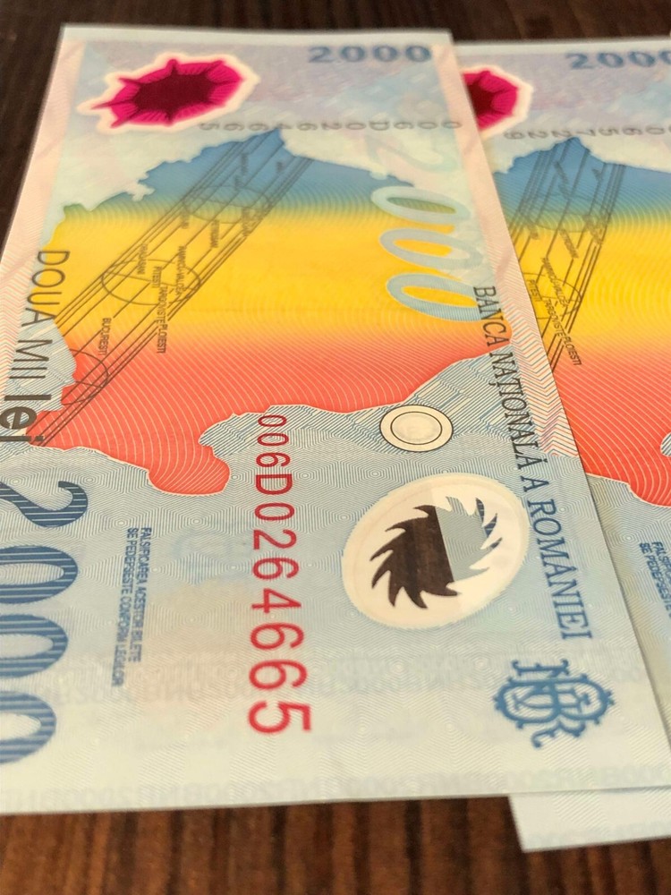 Romania 2000 Lei, 1999, UNC, Polymer X 5 PCS