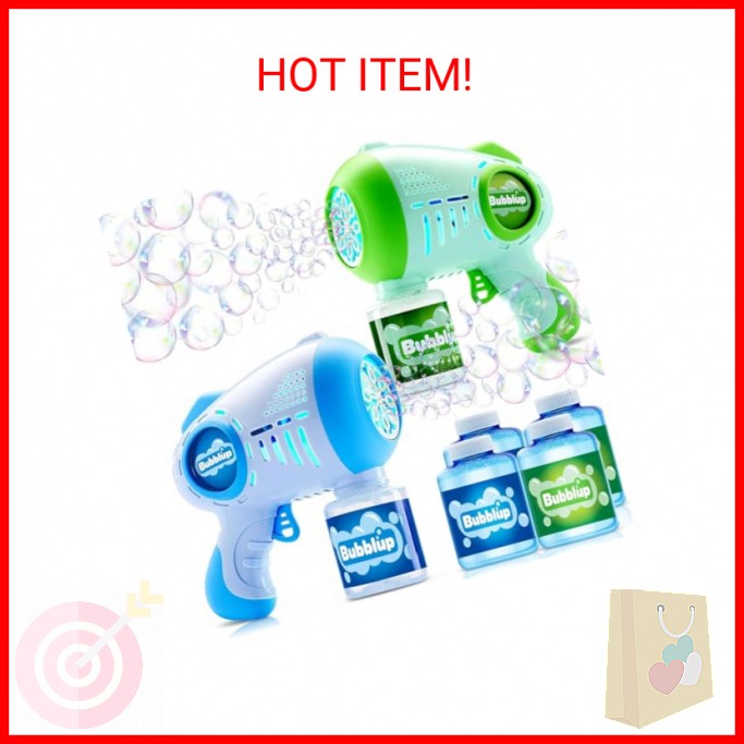 JOYIN 2 Kids Bubble Guns with 4 Bottles Solution, Automatic Bubble Machine Gun w