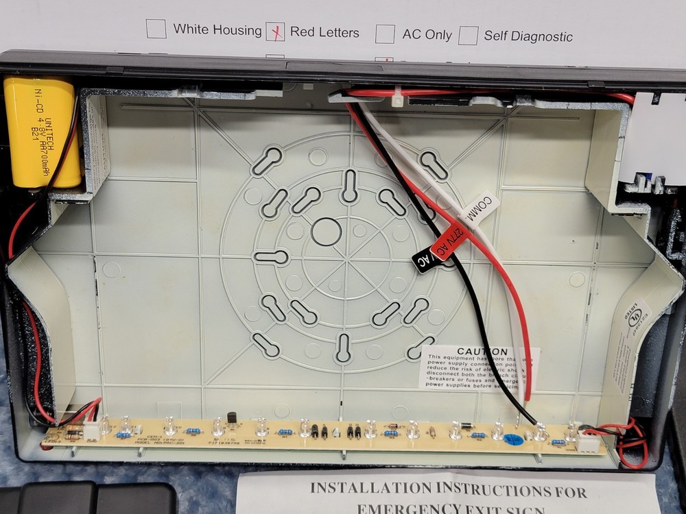 LED Universal Red Exit Sign with Black Housing, Battery Backup